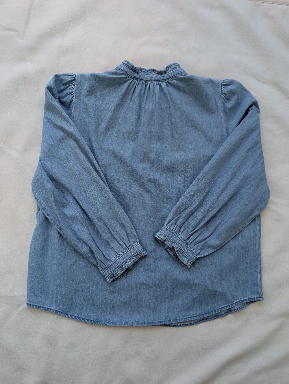 Reitmans Women's Chambray Denim Top Puff Sleeve Blouse Lightweight Size L - Picture 10 of 16